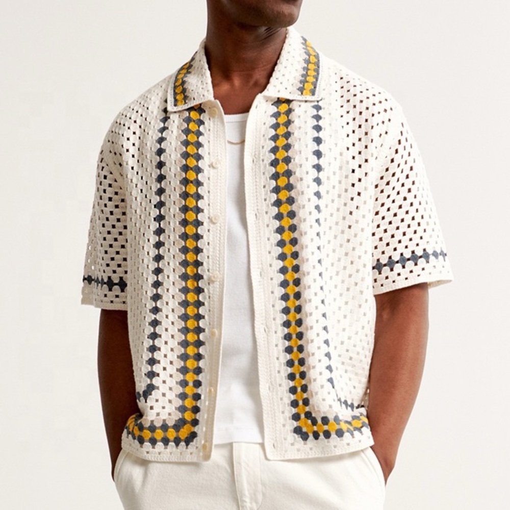 Abercrombie & Fitch Men's Crochet Button Down Shirt